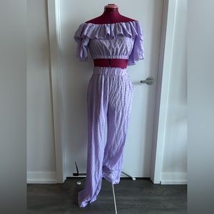 Two piece purple pant suit